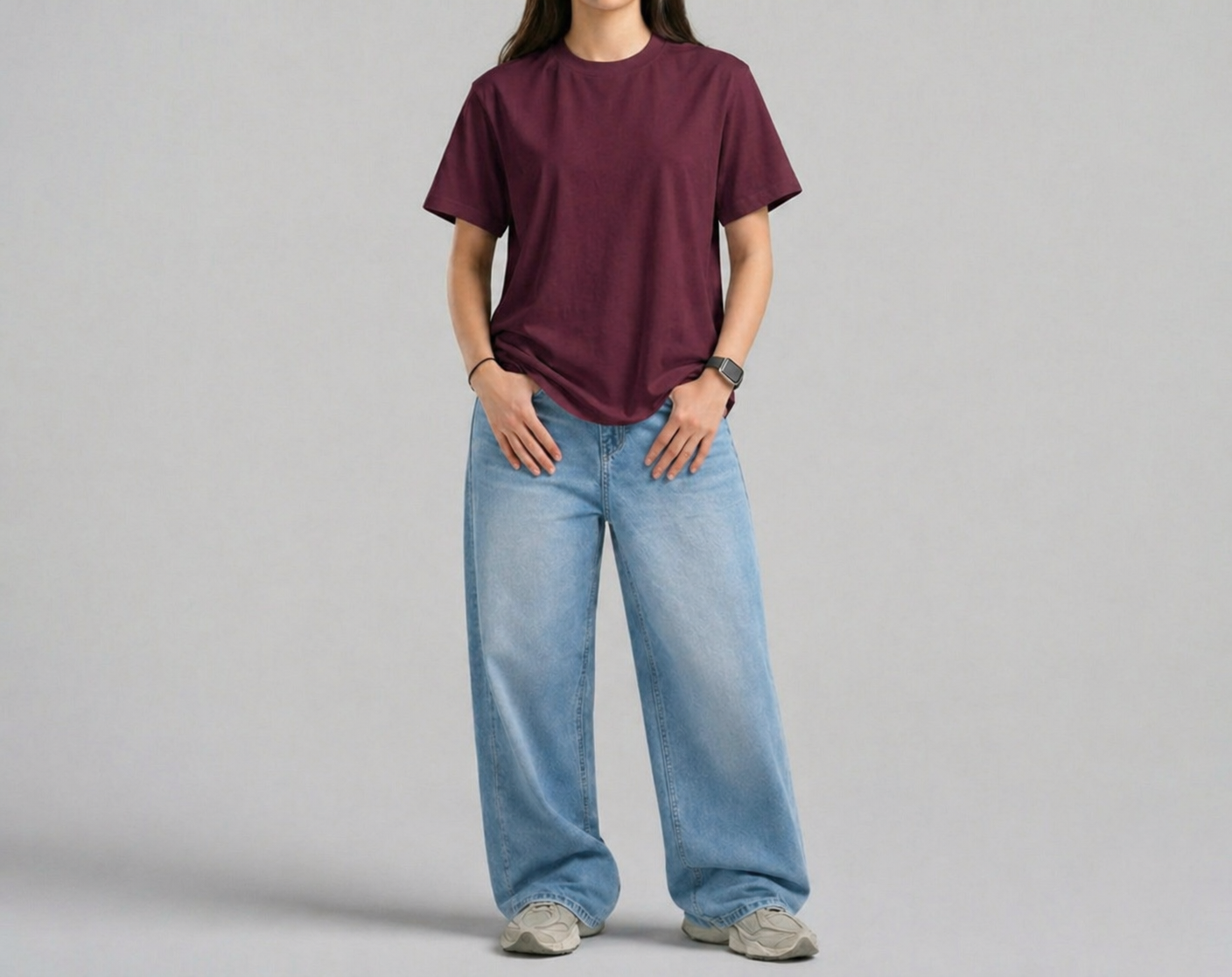 Unisex Basic Brugundy T- Shirt