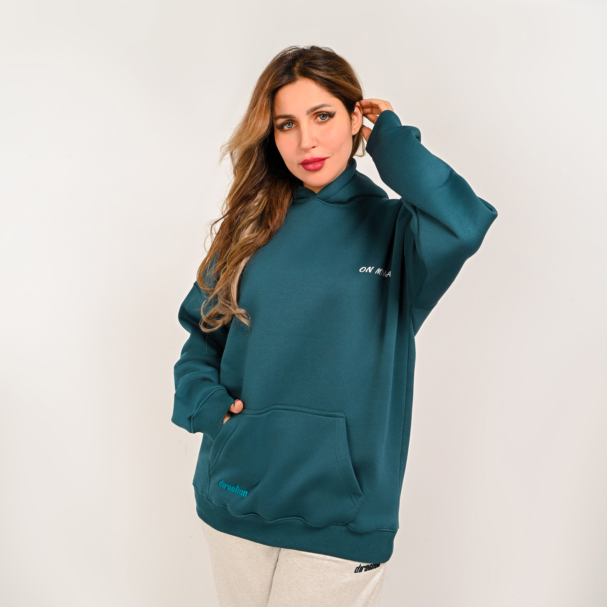 On my way- unisex dark teal hoodie