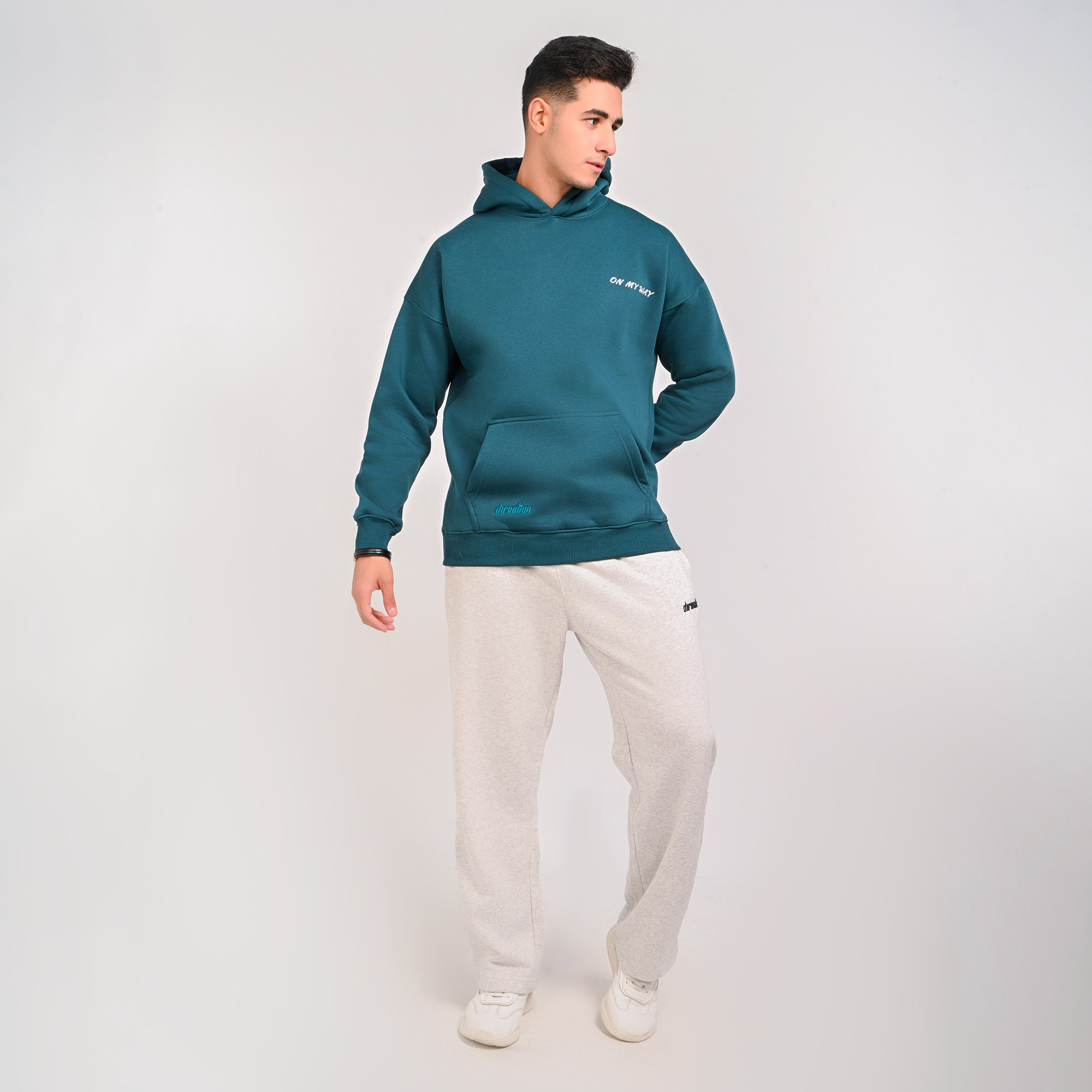 On my way- unisex dark teal hoodie