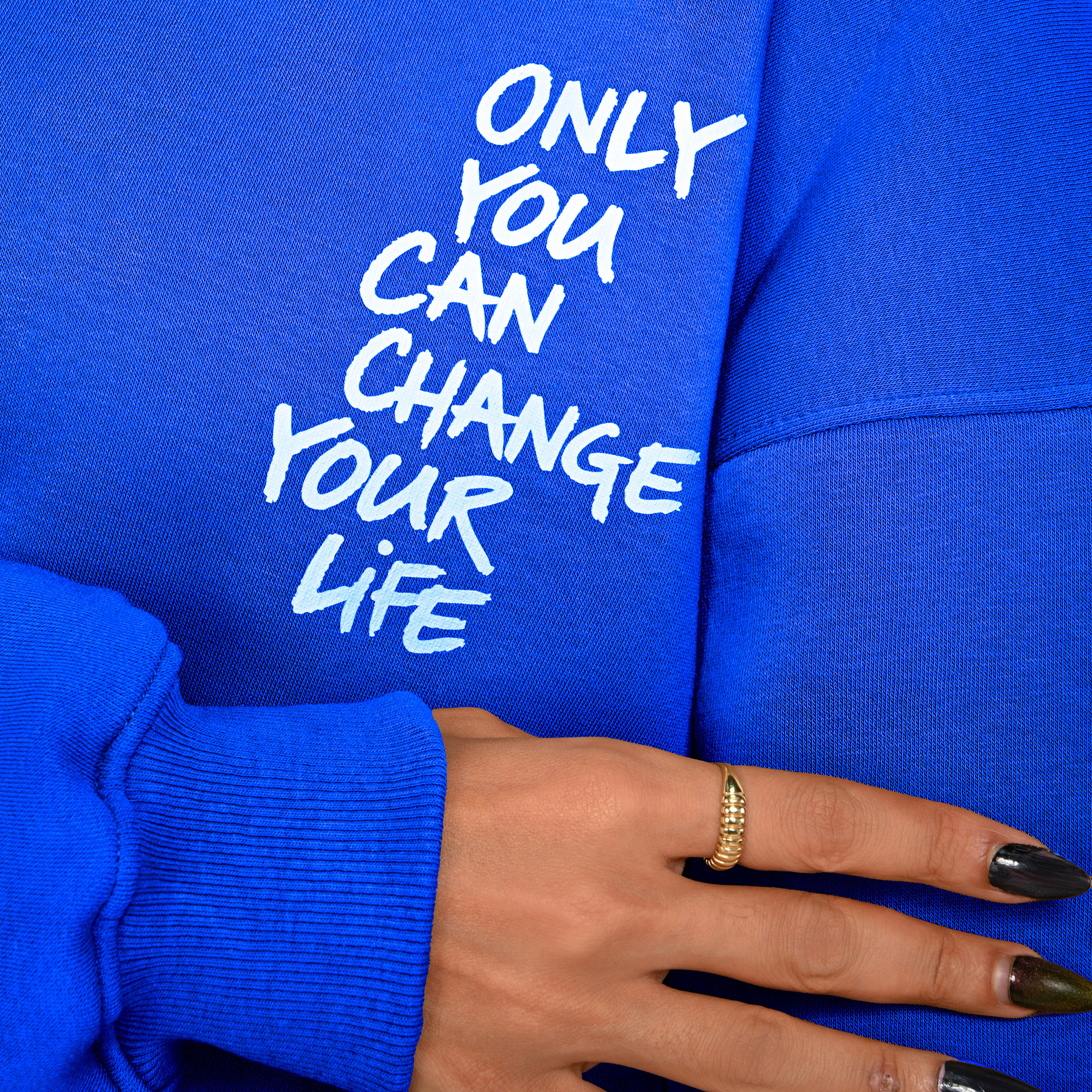Only you can change your life-unisex deep blue hoodie