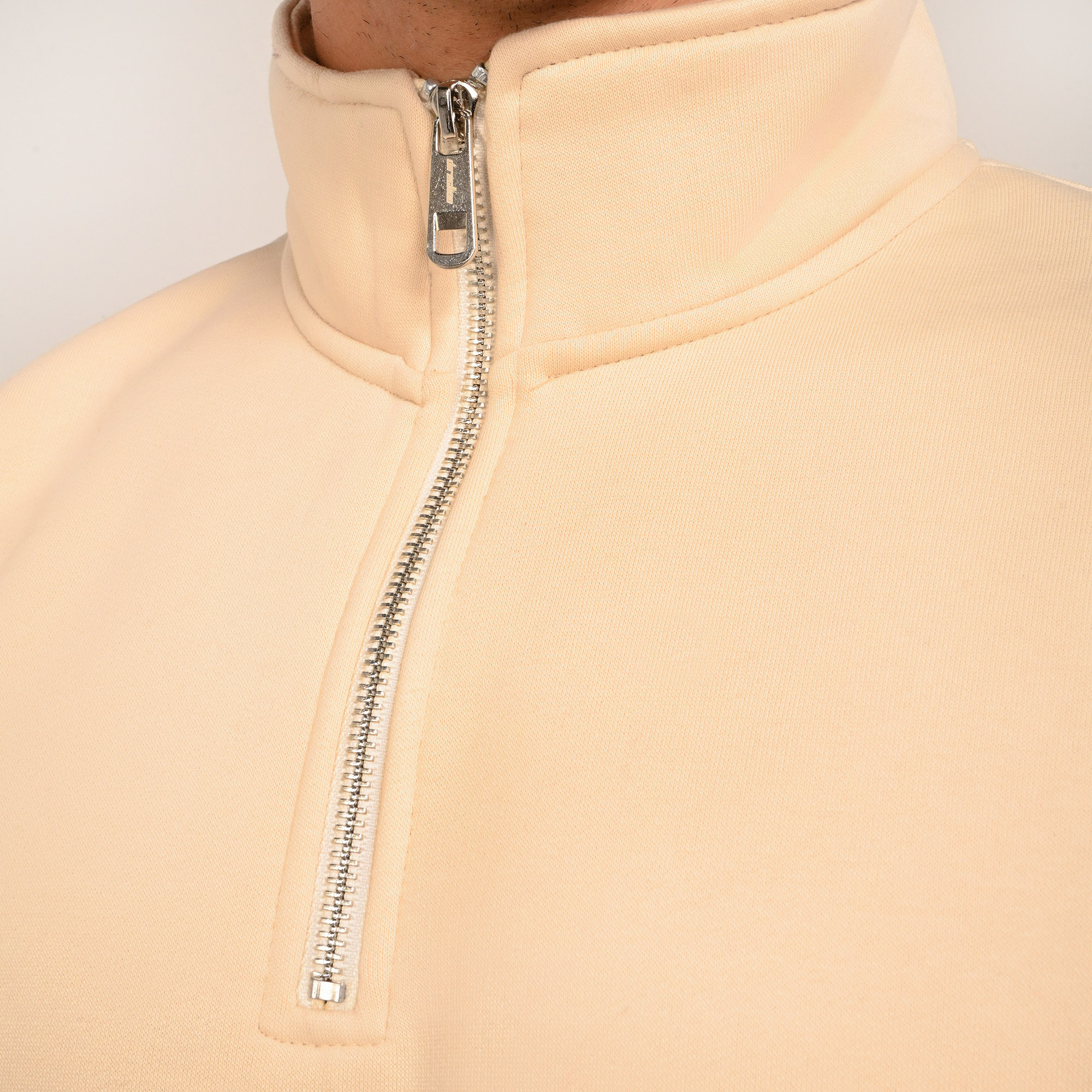 Unisex Cream Beige Quarter-Zip