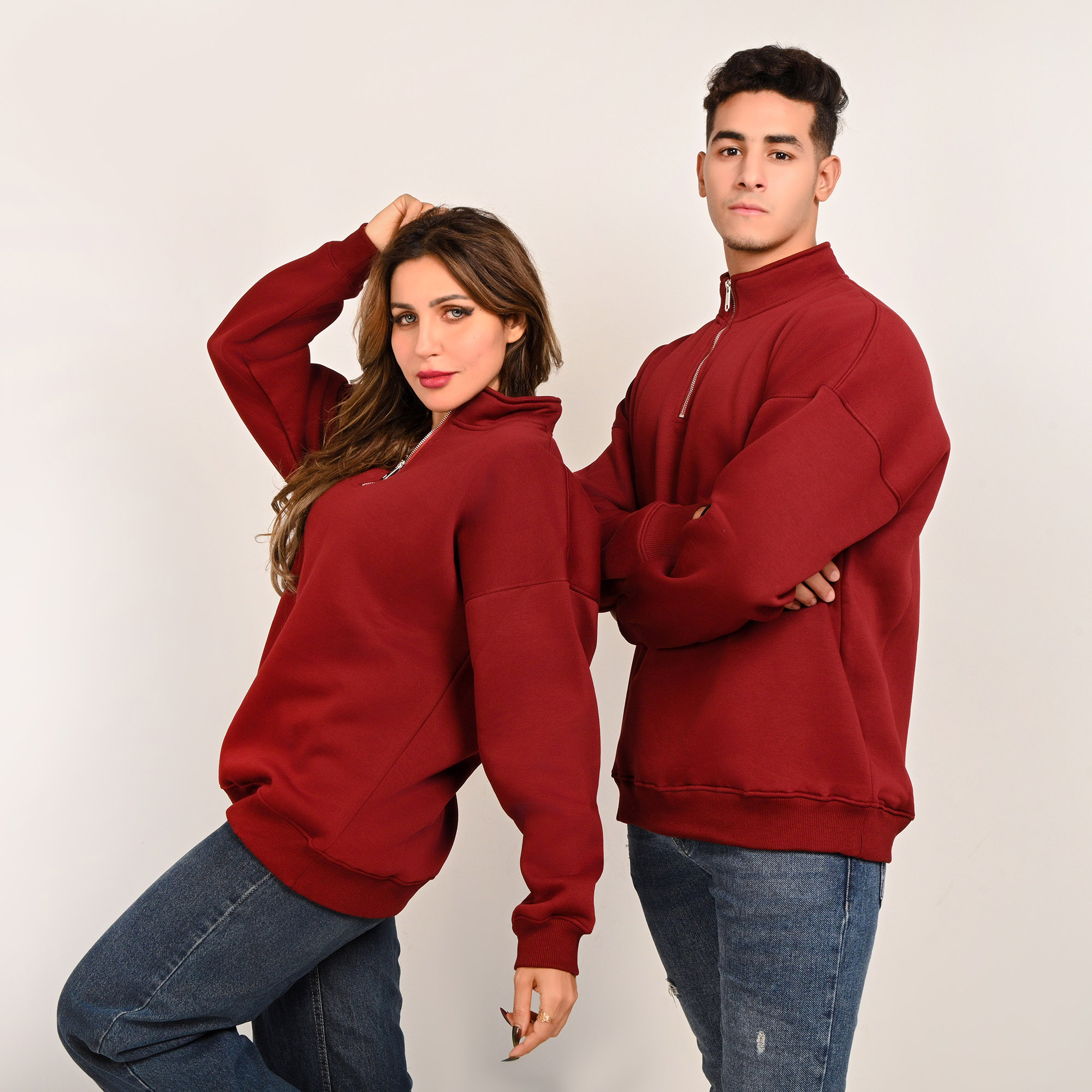 Unisex Burgundy Quarter-Zip