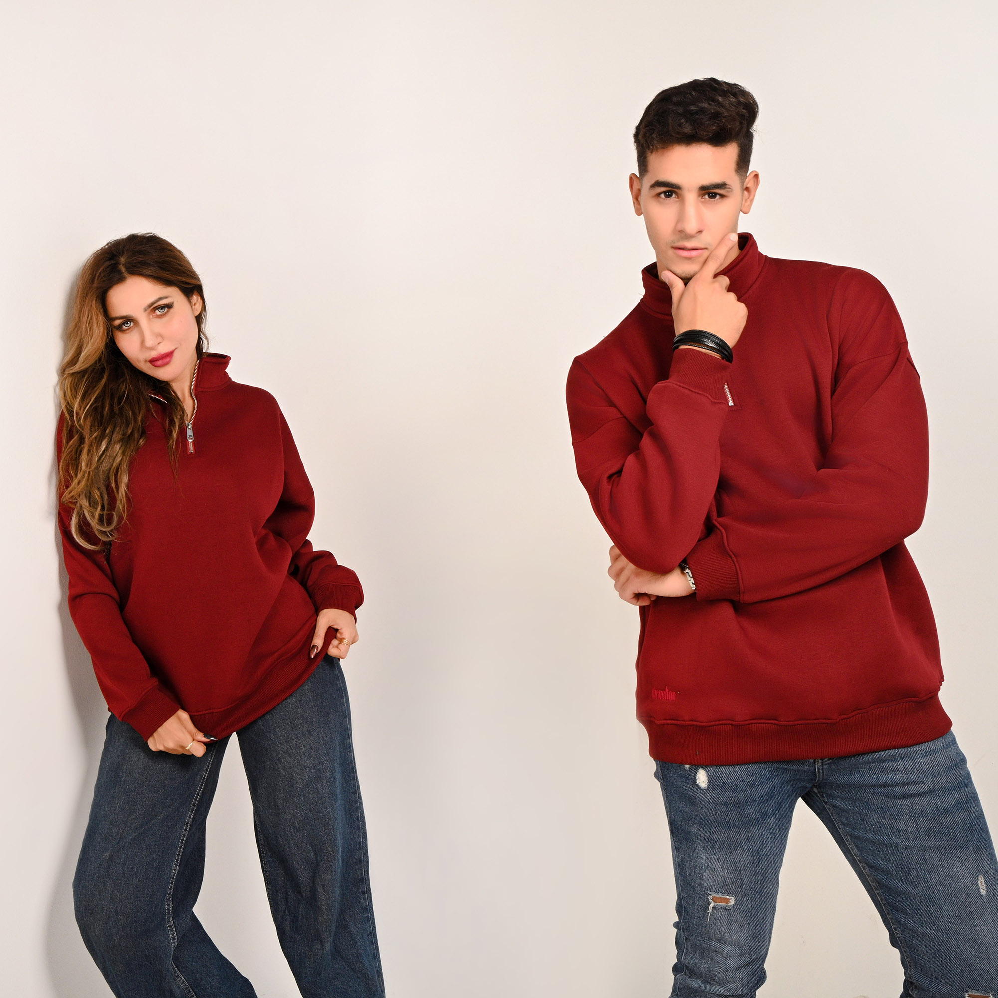 Unisex Burgundy Quarter-Zip