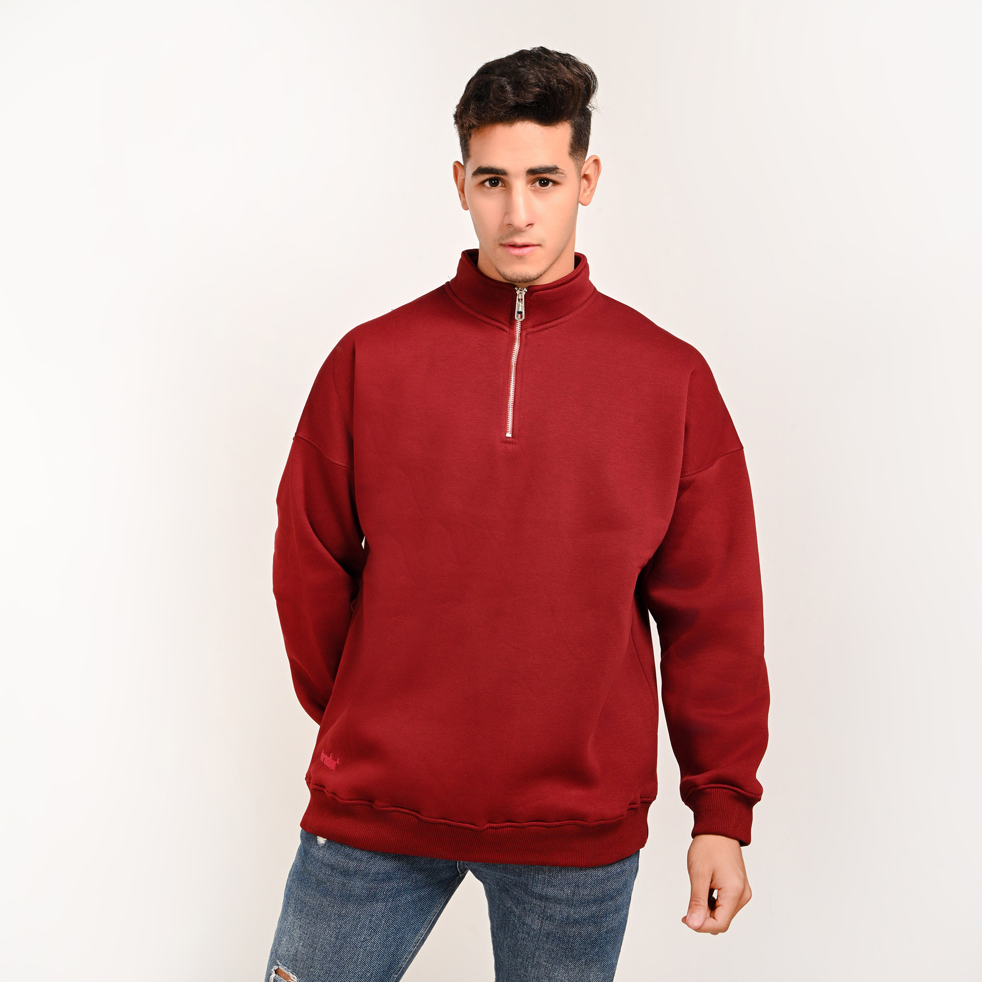 Unisex Burgundy Quarter-Zip