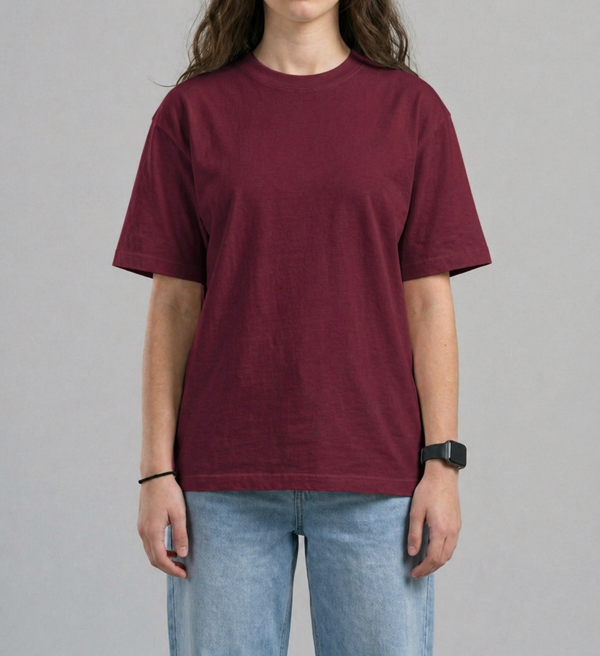 Unisex Basic Brugundy T- Shirt - صورة إضافية